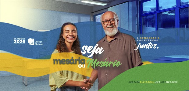 Banner da campanha de convocação de mesários das Eleições 2026 - 20.03.2026