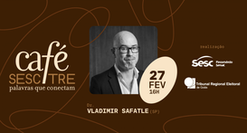 O card informativo anuncia o evento "Café SESC TRE: palavras que conectam", que ocorrerá no dia ...