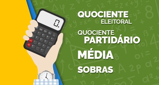 Banner digital ilustrado focado nos conceitos matemáticos e fórmulas utilizadas no sistema eleit...