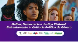 A imagem exibe um grupo de mulheres com os punhos erguidos em sinal de força ou protesto, destac...