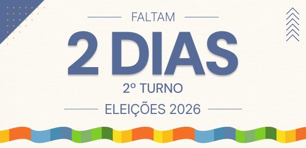 #PraTodosVerem: banner informativo da contagem regressiva para o 2º Turno das Eleições 2026.